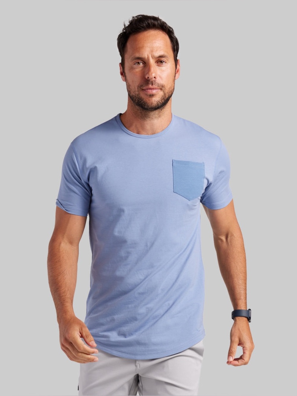 BYLT Men's Drop Cut Short Sleeve w/Pocket Lux T-Shirt Indigo M - Picture 7 of 8